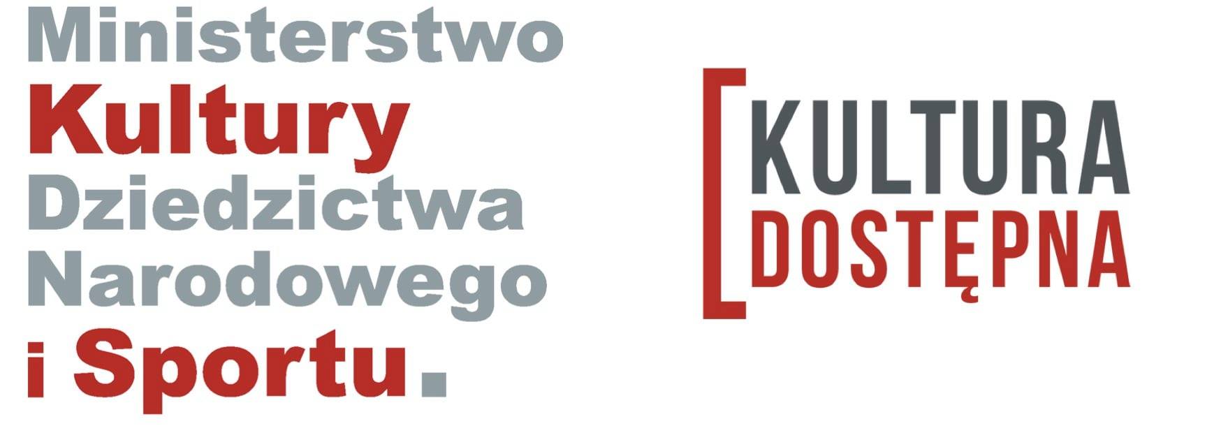 Grafika z dwoma logotypami. Logotyp Ministerstwa Kultury, Dziedzictwa narodowego i Sportu oraz logotyp Kultury Dostępnej. 